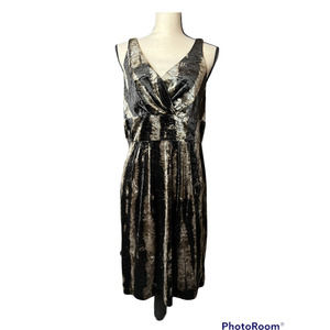 AB Studio Dress in Brown and Black Crushed Velvet Sleeveless Size 12